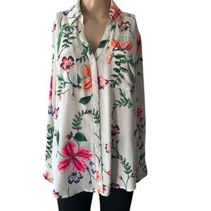 Express Floral Portofino Slim L Long Sleeve Blouse